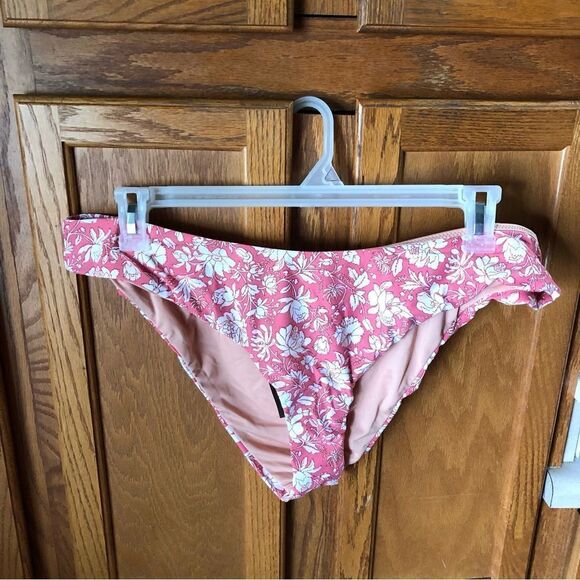 J Crew Pink Floral Tossed Curved Waist Cheeky Bikini Bottom - XXL - Picture 5 of 7